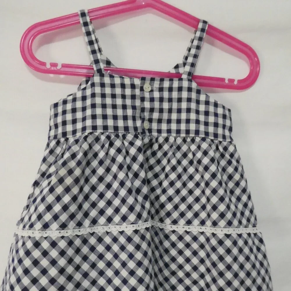 GIRANDOLA 24 months Made In Portugal Blue and White Checkered Summer Dress - Picture 13 of 16